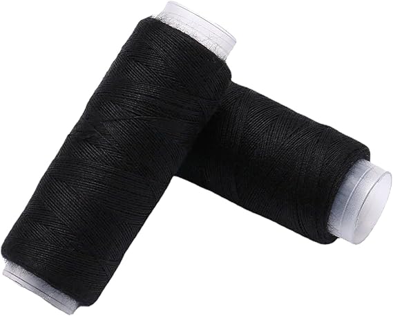 2 Pcs Black Thread, Strong Pro Polyester Sewing Thread, Durable Black Cotton Threads, Blacks Thread for Sewing, for Machine & Hand Stitchin, Ideal for Heavy Fabrics, Quilting, and DIY Projects