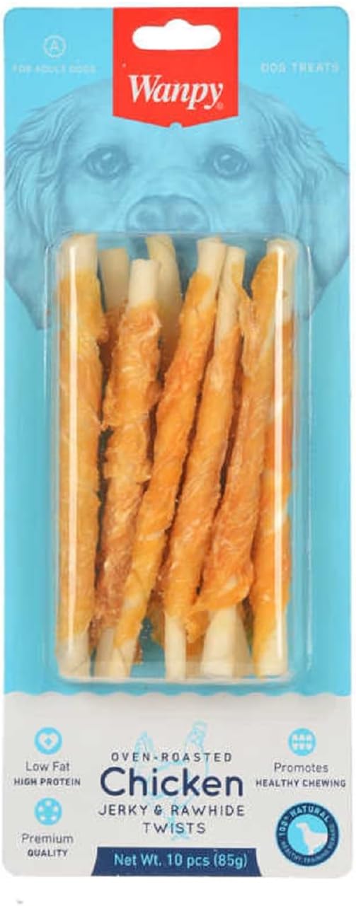 Wanpy Chicken Wrapped Chew Sticks 85g, Dog Reward