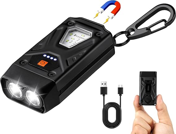 Rechargeable EDC Clip-on Flashlight, Mini Keychain Flashlights
