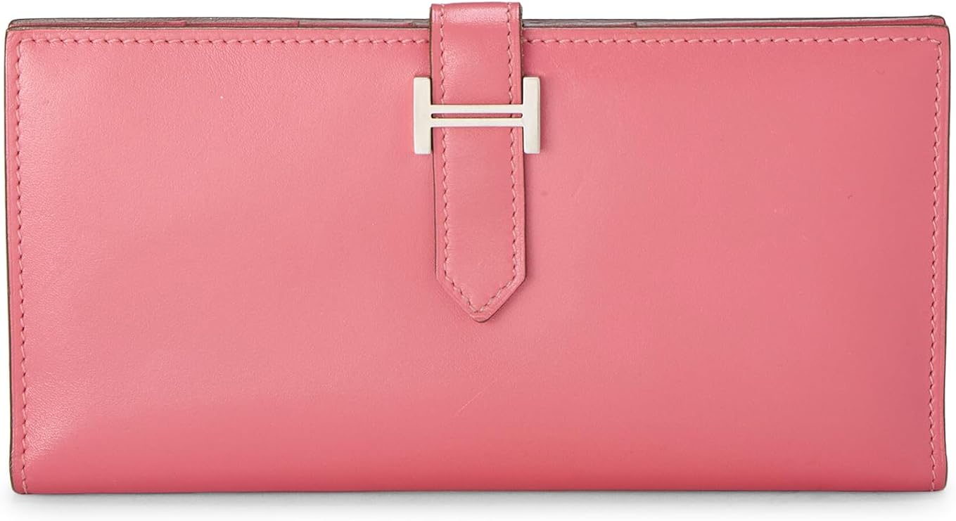 Pre-loved Pink Tadelakt Bearn Wallet, Rose Lipstick