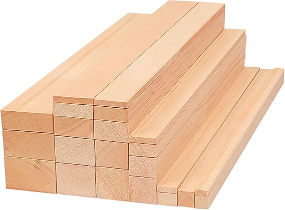 COYOUCO 5 Pack,3Cm Thickness,Square Wooden Dowel Rod, Pine Wood Sticks, Natural Long Dowel Strips Wood Sticks,10Cm Length,3x3cm