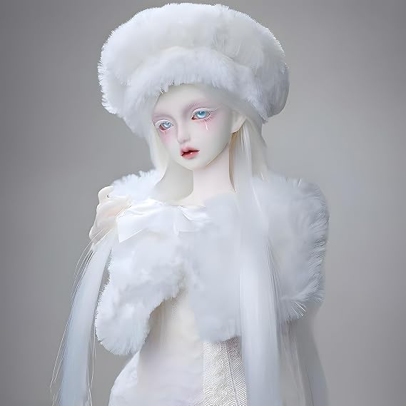 1/4 BJD Doll, 44cm/17.3in Resin Material, Flexible Articulated Joints, Include Skirt, Shawl, Wig, Hat, Shoes