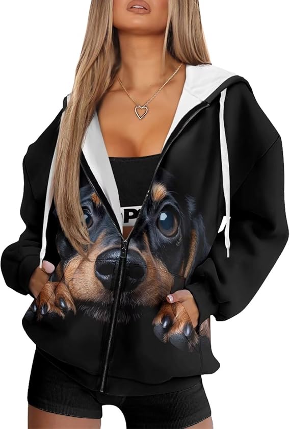 Oversized Sweatshirts for Women Zip Up Hoodies