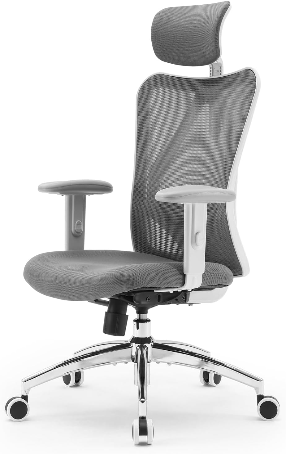 SIHOO M18 Ergonomic Office Chair, Computer Desk Chair with Adjustable Headrest and Lumbar Support, High Back Executive Swivel Chair for Home Office Grey