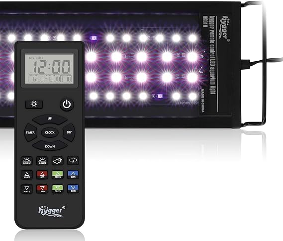 hygger Fish Tank Light Aquarium with Remote Control Customizable Full Spectrum LED Lighting, Default & Weather Mode Freshwater Planted DIY Mode (18w (30-45cm Fish Tank)) [Energy Class E]