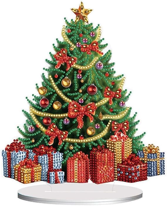 ARTopet 5D DIY Christmas Tree Diamond Art Ornaments Single Sided Tabletop Crystal Painting Kits Acrylic Rhinestone Gem Desktop Craft Decor for Adults Gift