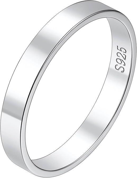 Suplight 925 Sterling Silver Ring for Women Men, Custom Wedding Bands Engagement Promise Rings Valentines Jewellery Personalised Gifts, with Box Packaging