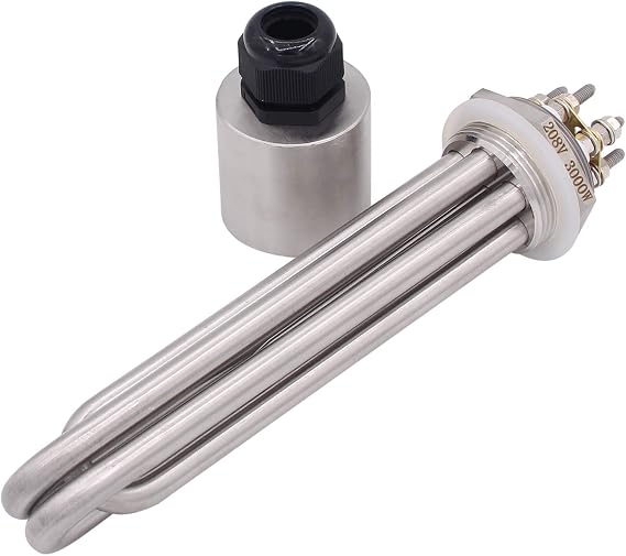 DERNORD 1-1/2 Inch Heating Element U Type Electrical Brewing Water Boiler Heater NPT Male Flange (208V 3000W)