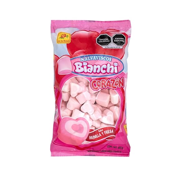 De La Rosa Bianchi Marshmallow, Heart Shape, 14 Ounce