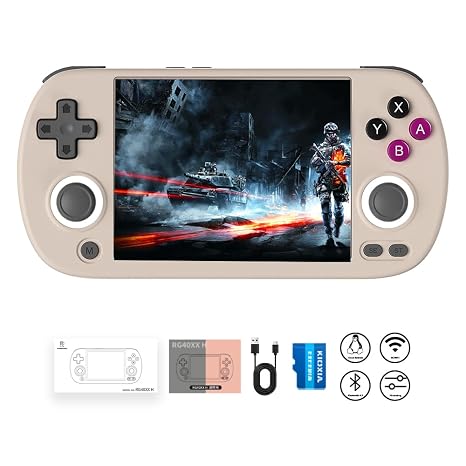 Anbernic RG40XX H Retro Handheld Game Console RG40XXH Portable Game Console 4'' IPS Screen Linux System 64G TFCard Preloaded Games 5000+ RG40XX H Supports HDMI TV Output 5G WiFi Bluetooth 4.2 Grey