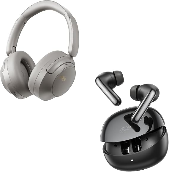 QCY H3S Headphones Grey + Melobuds N60 Earbuds Black