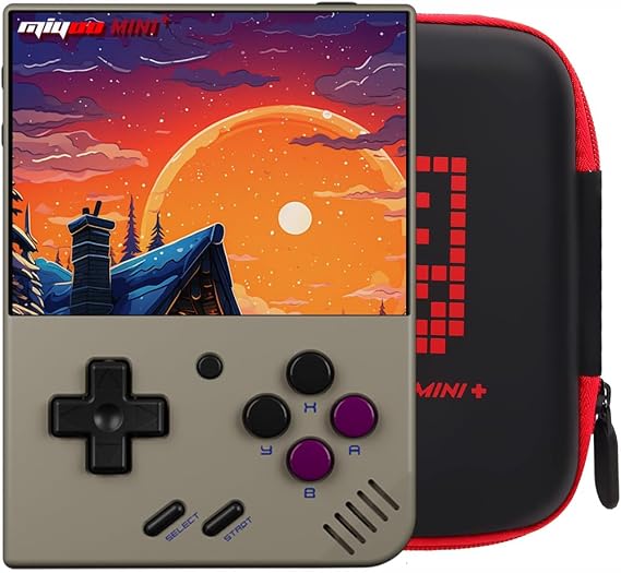 Gift for Men Women, Miyoo Mini Plus with Portable Case Retro Emulator Handheld Game Console with WiFi & RTC, Christmas Stocking Stuffers for Men, Mens Gifts for Dad,Husband, Gray
