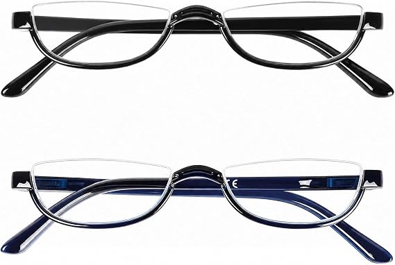 Half Rim Reading Glasses 2 Pairs Half moon Readers