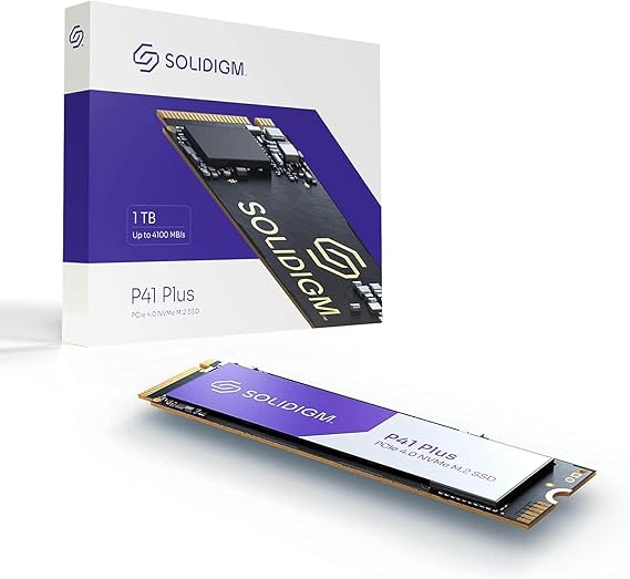 SolidigmTM P41 Plus 1TB SSD, PCIe GEN 4 NVMe 4.0 x4 M.2 2280 3D NAND, Storage Upgrades for PC and Laptops, Everyday Computing and Gaming, SSDPFKNU010TZX1