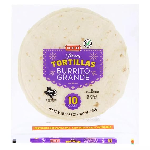 HEB Burrito Grande Flour Tortillas 10 ct 4PK