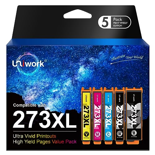 Uniwork Remanufactured Ink Cartridge Replacement for Epson 273 XL 273XL use for Expression XP-520 X-P820 XP-620 XP-610 XP-800 XP-810 Printer Tray, 5-Pack Black, Photo Black, Cyan, Magenta, Yellow
