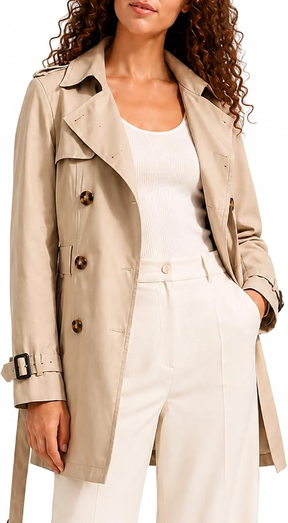 Orolay Women's Double Breasted Trench Coat Windbreaker Jacket with Belt