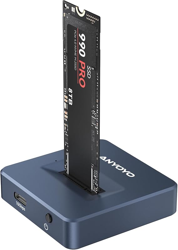 M.2 NVMe Docking Station ANYOYO 10Gbps NVMe Docking Station for M/B&M Key SSD Tool-free USB 3.2 Gen 2 NVMe Enclosure USB C M.2 SSD Enclosure for 2230 2242 2260 2280