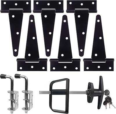 Double Door Shed Hardware Kit -Includes Window and DoorWindow Hinge Set, Complete with Hinges, Latches, and T-Handle Lock -, for Gates, playrooms