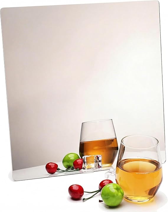 iCAGY Acrylic Mirror for Wall Kids Adults Bedroom Door Closet | Shatterproof, Self-Adhesive, Lightweight, Plastic Mirror Tile Sheet, Reflective, Safe, Plexiglass, 8x8 inch 1 Pcs