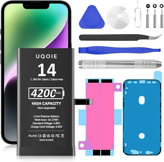Battery for iPhone 14, (2026 New Upgrade) 4200mAh Ultra High Capacity Replacement Battery for iPhone 14 6.1 Inch A2882 A2649 A2881 A2884 A2883 with Professional Repair Tool Kit
