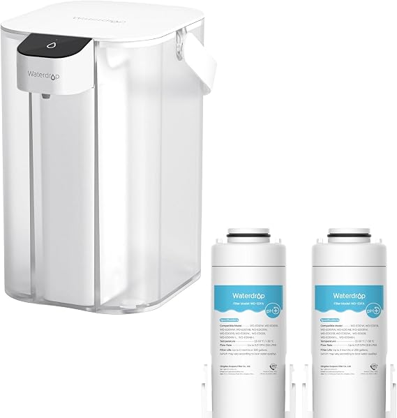 Waterdrop Alkaline Electric Water Filter Pitcher, Dispenser, 200-Gallon, 5X Times Long-Life (1 Filter Included) & WD-EDFA Alkaline Filters Replacement for All Waterdrop Electric Pitcher (1 Pack)