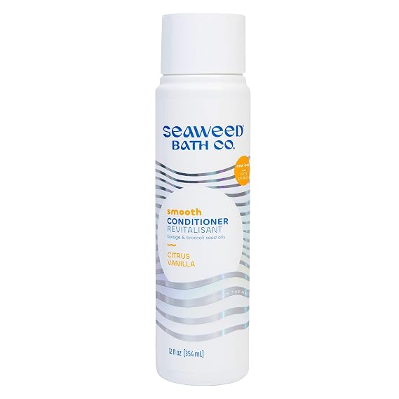 Seaweed Bath Co. Smooth Conditioner, Citrus Vanilla Scent, 12 Ounce, Sustainably Harvested Seaweed, Borage and Broccoli Seed Oils, For Curly and Frizzy Fine Hair