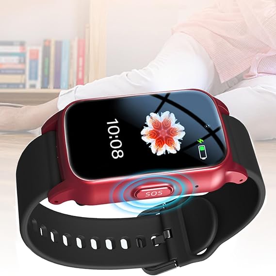 Elderly Smart Watch for Alzheimer & Autism Patients, Fall Detection Smartwatch with SOS Call, Fall Alarm Watch For Elderly, Senior Alert DeviceRed,One Size