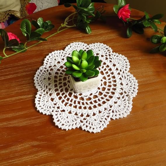 golo Cotton Handmade Crochet Lace Tablecloth,Cup Coaster 5PCS,Lace Tablecloth Multiple Colors, Overlay,Round,4 Inch,10cm