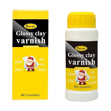 60ml Air Dry Clay Glaze, Air Dry Clay Varnish Can Not Only Used to Prevent Clay Cracking, Scratches, and Wear, It Can Also Having a High Luster Finish(Gloss)