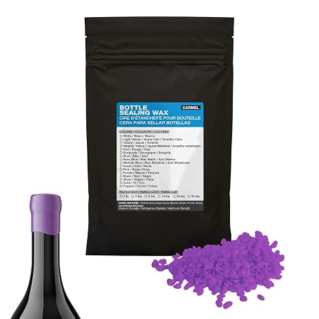Carmel Bottle Sealing Wax Beads, Purple (1lb), Fast-Melting & Hard-Setting Wax to Create a Secure Seal on Bottled Goods for Wine, Maple Syrup and Other Bottled Liquids
