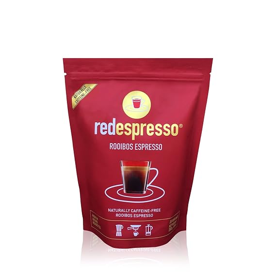Red Espresso Rooibos Tea Ground South African Red Tea for Espresso Machines Caffeine-Free Herbal Brew, Coffee Alternative, Brews Like Coffee 8.8 oz (250 g) | Caffeine-Free South African Red Tea, Coffee Alternative, Herbal Brew for Espresso, French Press & Stovetop