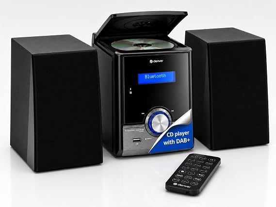 Denver CD Player for Home Mini Hifi System - DAB Radio with CD Player, Hi Fi music System with Bluetooth Stereo System, USB & Remote - MDA-285