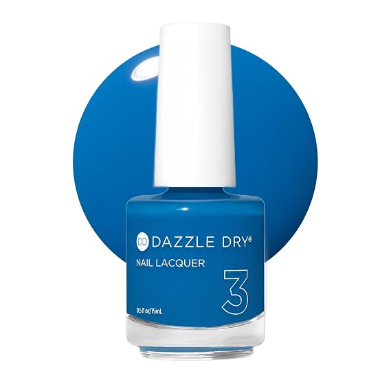 Dazzle Dry Nail Lacquer (Step 3) - Memory Lane - A medium azure blue. Full coverage. Cream. (0.5 fl oz)