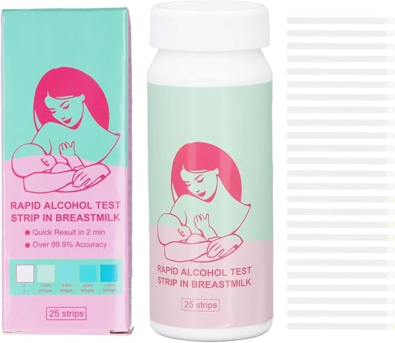 25pcs Breastmilk Alcohol Test Strips, Breastmilk Detecting Strips Milk Detect Strips with Bottle for Mother Alcohol Test Give Nursing Mothers Clarity, Easy, Quick Detection
