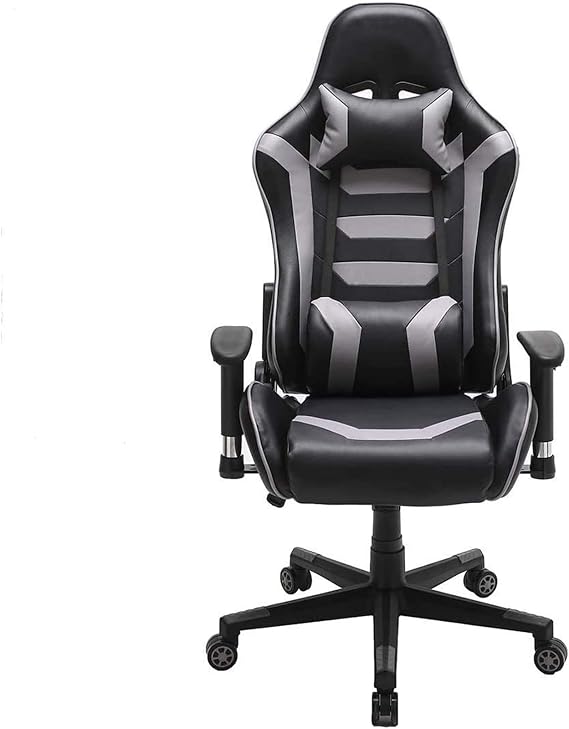 Lightweight PC Gaming Computer Office Red Racing Rocker Ergonomic Executive Leather Height Adjustable Recliner Chair Swivel Headrest and Lumbar Support E-Sport Chair Color: Black Present