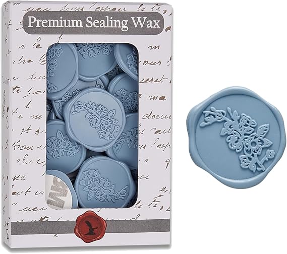 Magnolia Adhesive Wax Seal Stickers 25Pk - Pre-Made from Real Sealing Wax (Slate Blue)