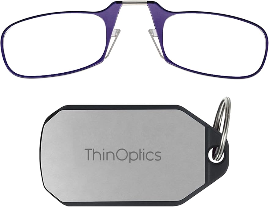 ThinOptics unisex adult Keychain Case + Reading Glasses, Purple, 44 mm US