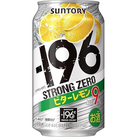 Suntory Chuhai -196°C Strong Zero Bitter Lemon 11.8 fl oz 350 ml x 24 Cans