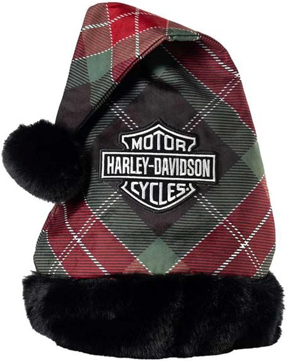 Harley-Davidson Embroidered Bar & Shield Logo Holiday Plaid Santa Hat