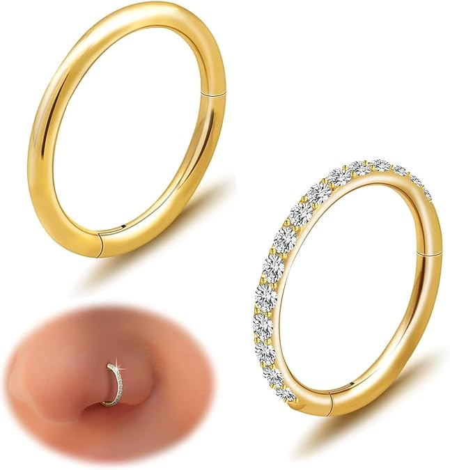 2PCS 6mm TitaniumHoops Earrings,Hypoallergenic nose Rings,18g,G23 Small Nose Rings 18K Gold Plated,fashion titanium nose ring lightweight