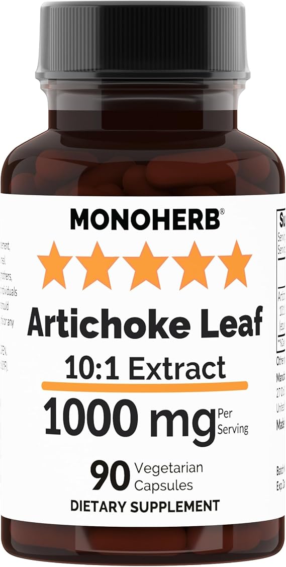 MONOHERB Artichoke Leaf 10:1 Extract - 1000 mg per Serving - Serving Size: 2 Capsules - 45 Servings per Bottle