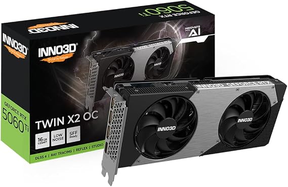 Inno3D GeForce RTX5060Ti 16GB Twin X2 OC 128Bit GDDR7 Reflex 2 Ekran Kartı N506T2-16D7X-191073N
