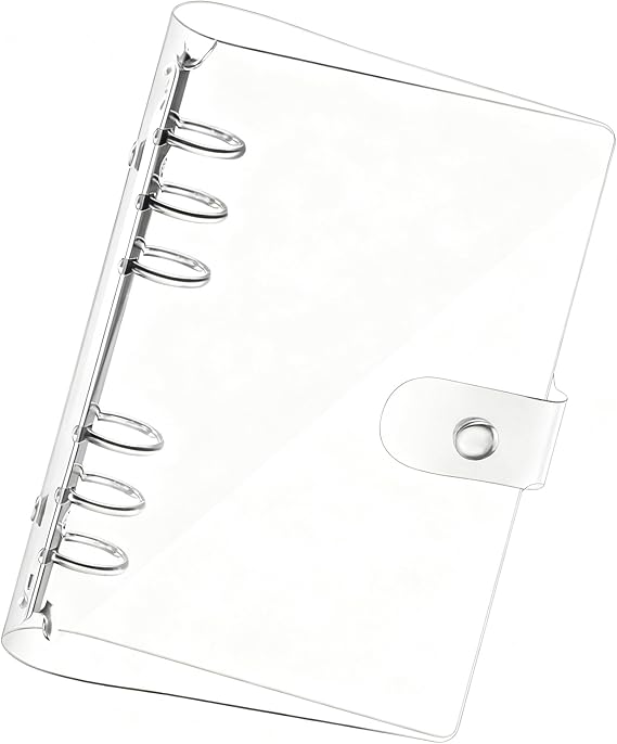 A5 Clear Soft PVC 6 Hole Ring Binder Folder - Waterproof Transparent Loose Leaf Notebook Cover for Office School Diary Journal