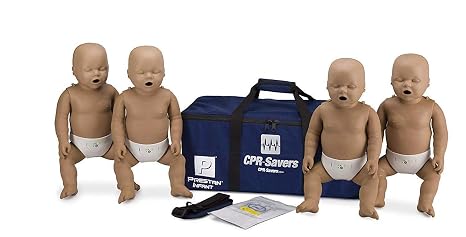 CPR Savers Prestan Professional Infant CPR Training Manikin with 2019 AHA Feedback Monitor, Dark Skin, 4-Pack, PP-IM-400M-DS