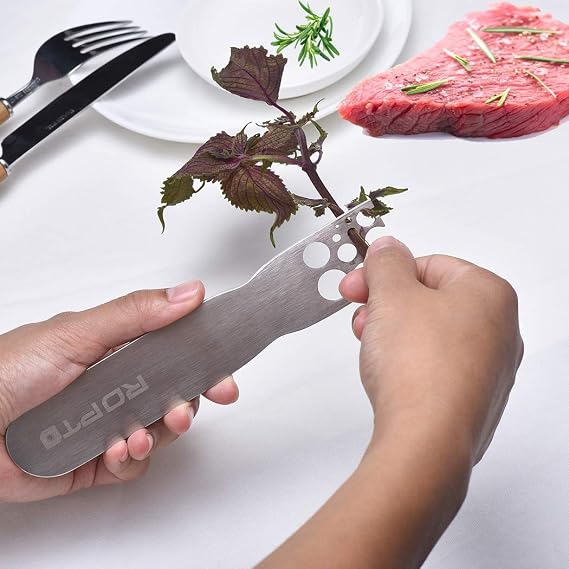 Stainless Steel Leaf Herb Stripper, LooseLeaf Kale, Chard, Collard Greens Kale Razor and Kitchen Herb Stripper