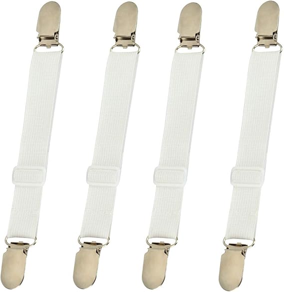 Bed Sheet Clips Straps Sheet Holder Mattress Clips, 4 Pcs Adjustable Elastic Bed Sheet Grippers Straps Suspender Fasteners Holder