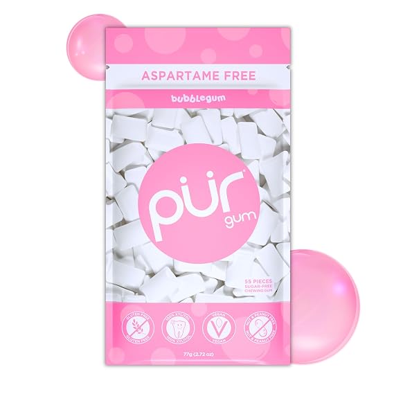 PUR Gum, Bubblegum, Xylitol Gum, No Artificial Flavor, 55 Count