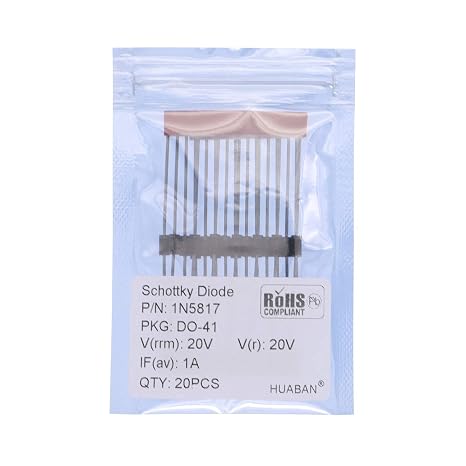 20PCS 1N5817 Schottky Barrier Rectifier Diodes 1A 20V DO-41 (DO-204AL) Axial 5817 1 Amp 20 Volt