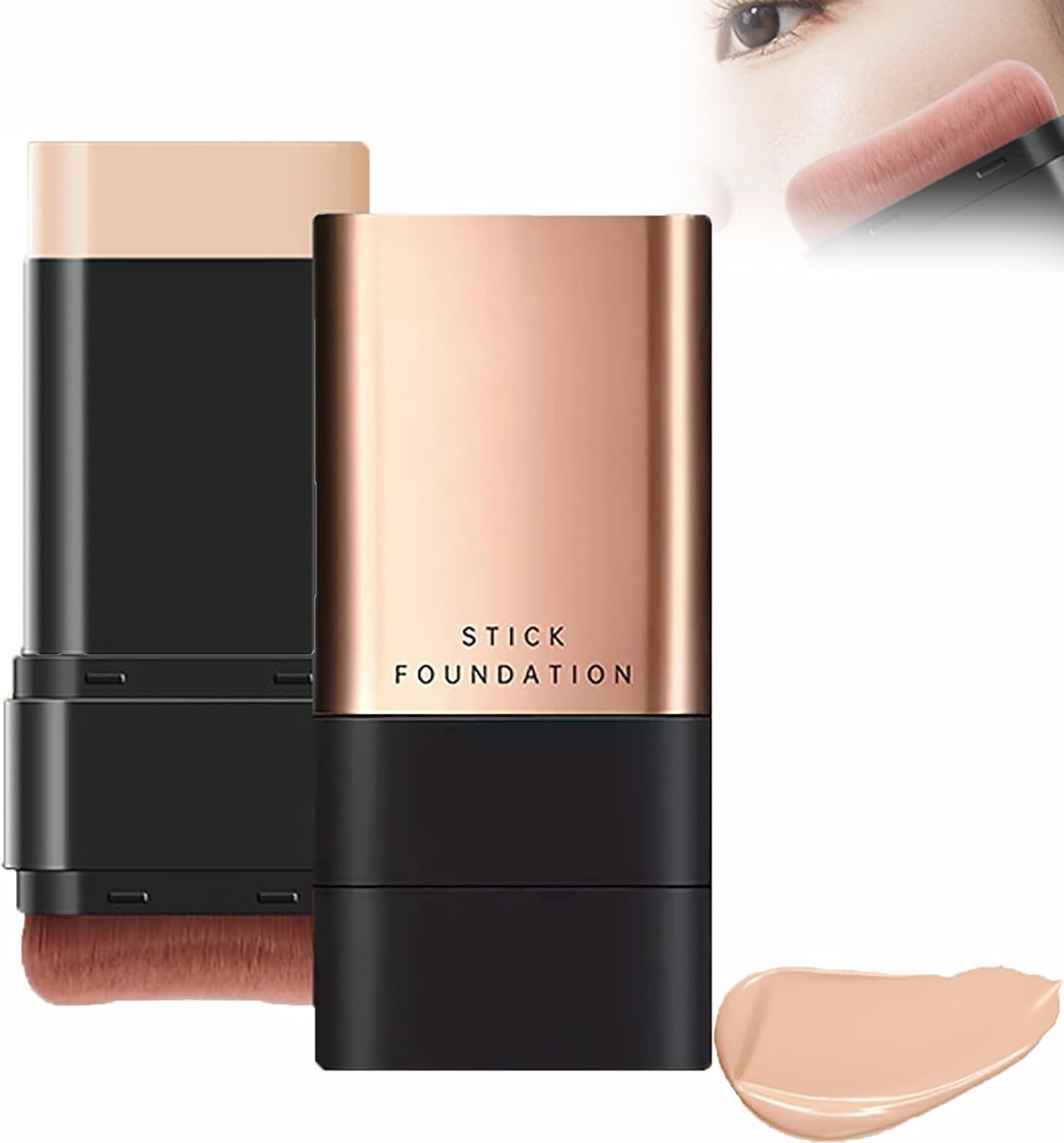 Synthetic Foundation Stick, Anti Wrinkle Foundation Stick, 2 in 1- Luxury Anti-Wrinkle Foudation Stick, Instant Concealing Foundation Stick with Built-in Brush-Natural Colour